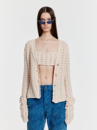 Yutani Lace Textured Knit Cardigan - EENK - Modalova