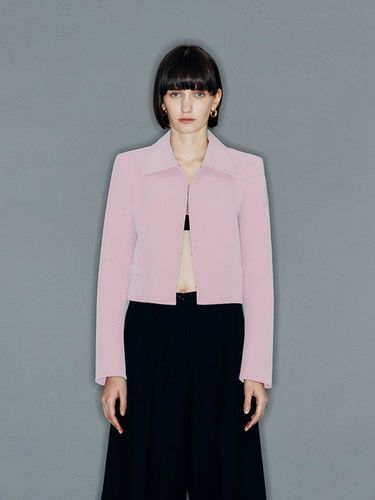 OKAB Velvet-like faux leather crop jacket Orchid - ARIK. - Modalova