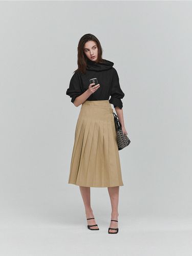 Pleated Wrap Midi Skirt (Beige) - L’H.A.S - Modalova