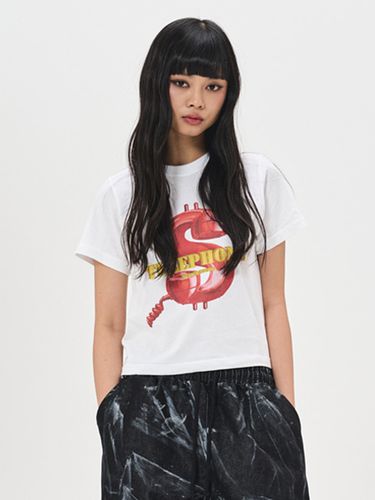 Telephone Cropped T-shirt_White - SEARCH410 - Modalova