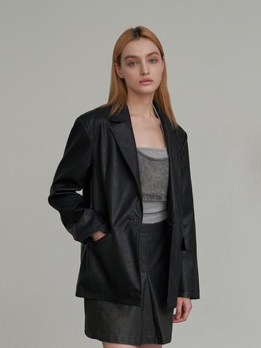 Woman Minimal Vegan Leather Blazer - SPERONE - Modalova