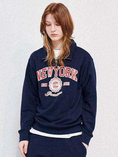 New York Half Zip Up Sweatshirt_Navy - GENERAL IDEA - Modalova