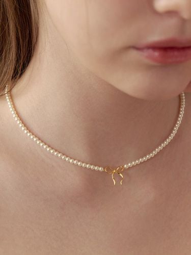 Ribbon Tie Pearl Necklace - TATIANA - Modalova