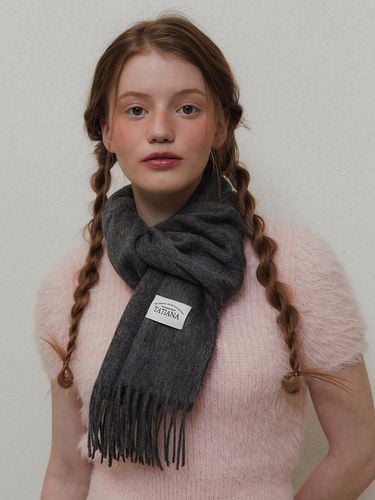 Color Boutique Lambs Wool Scarf_Charcoal - TATIANA - Modalova