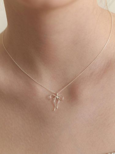 Silver 925] French Ribbon Tie Necklace - TATIANA - Modalova