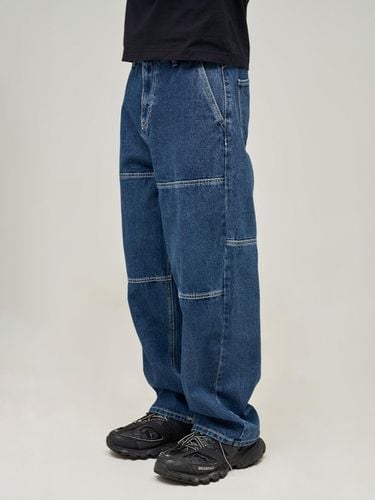 Cutting Washed Wide Denim Pants_Deep Blue - DEEP SENSE - Modalova