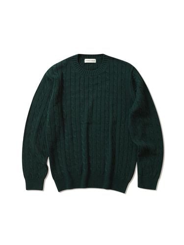 Cotton Cable Crewneck Knit Pullover_Dark Green - theweatherisawesome - Modalova