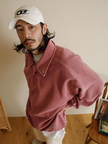 Moss Pigment Collar Sweatshirt_Burgundy - RUGGED HOUSE - Modalova