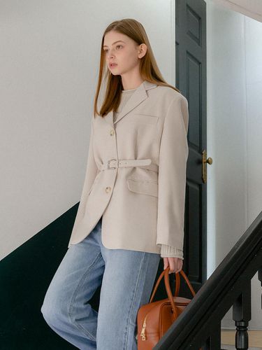 Belted Single Jacket - Cream Beige - ANOETIC - Modalova