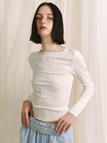 Jacquard Long Sleeve Top - White - MEENDERI - Modalova