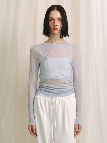 Pinched See-Through Top - Sky Blue - MEENDERI - Modalova