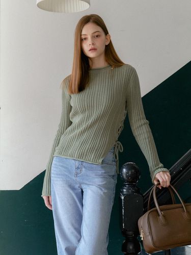 Side Strap Knit Top - Khaki - ANOETIC - Modalova