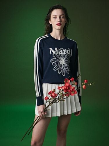 Stripe Sleeve MARDI FLOWER Knit Pullover - Mardi Mercredi Actif - Modalova