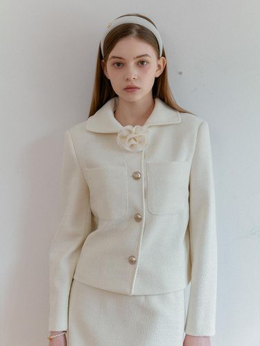 Rose Corsage Classic Tweed Jacket - ANOETIC - Modalova