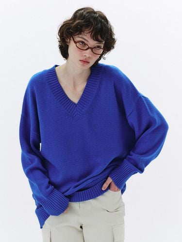 Qduroy V-Neck Cotton Knit_Deep Sea - Qduroy - Modalova