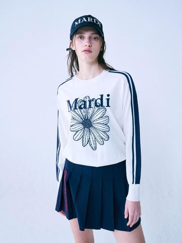 Stripe Sleeve MARDI FLOWER Knit Pullover - Mardi Mercredi Actif - Modalova