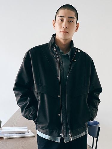 High Neck Crack Cut Line Jumper Jacket _ - ADHOC - Modalova