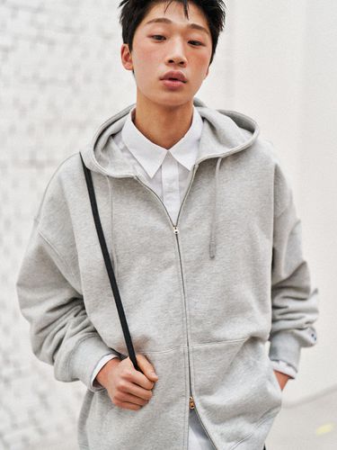 Essential Cozy Zip Up Hoodie_Melange Grey - GENERAL IDEA - Modalova