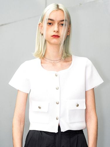 Airy Knit Short Sleeve Jacket_White - GENERAL IDEA - Modalova