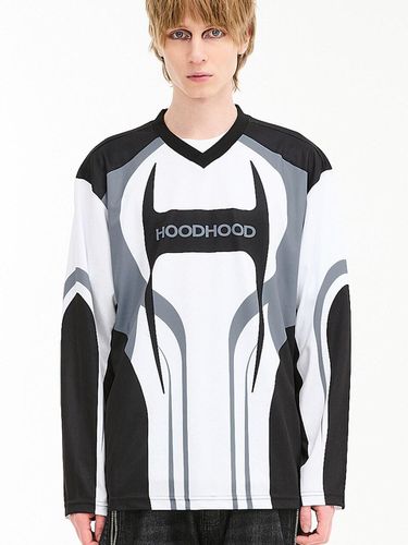 Racing Mesh Long Sleeve T-shirt_White - HOODHOOD - Modalova