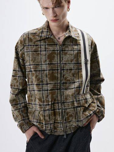 Dyed Check Zip-Up Jacket _ Khaki - RSSC - Modalova