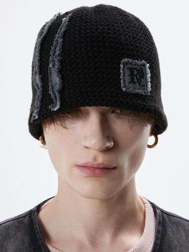 Denim Patched Knit Beanie _ Black - RSSC - Modalova