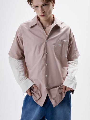 Knitted Sleeve Layered Shirt _ Pink - RSSC - Modalova