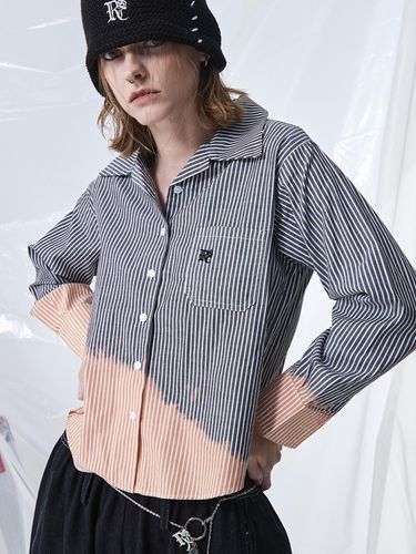 Dyed Stripe Cropped Shirt _ Black - RSSC - Modalova