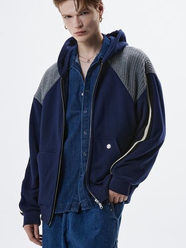 Knit Mixed Hooded Zip-Up _ Navy - RSSC - Modalova