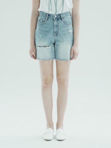 Damage Denim Short - Light Blue - WAAR - Modalova