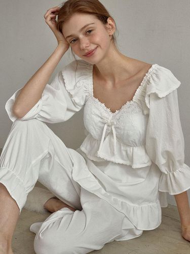 Elin Cotton Three-Quarter Sleeve Pajama Set - LUNALUZ STUDIO - Modalova