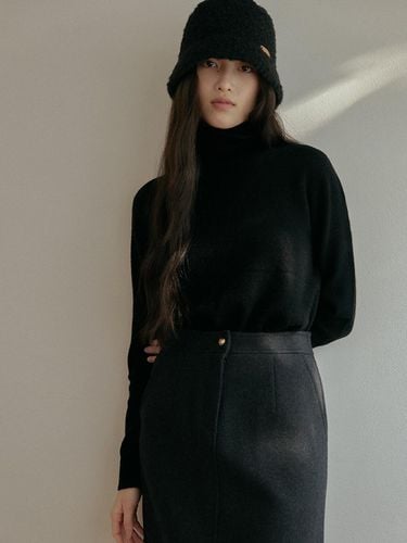 Wool Turtleneck Top - Black - Laminez - Modalova