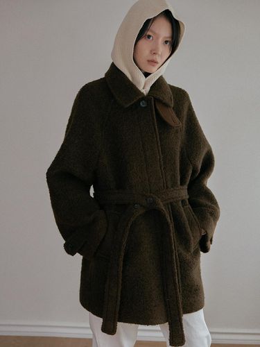 Boucle Belted Coat - Brown - Laminez - Modalova