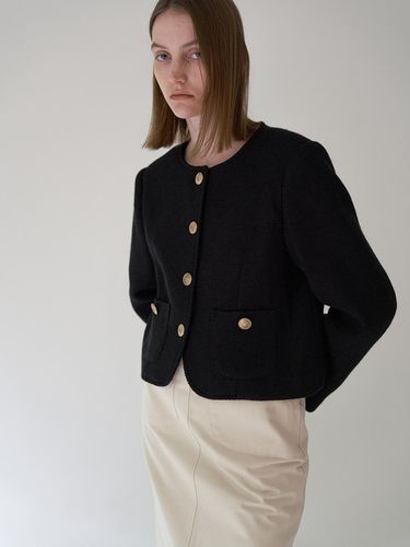 Tweed button Jacket - Black - Laminez - Modalova