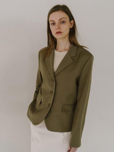 Semi Crop Single Jacket - Beige - Laminez - Modalova