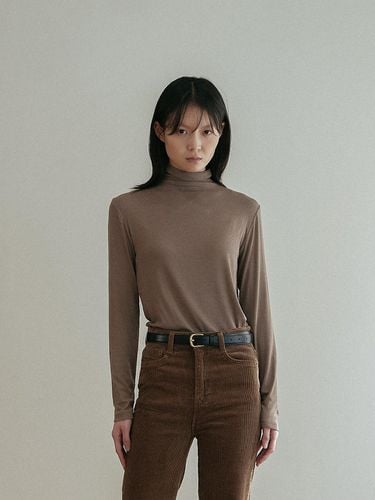 Soft Turtleneck T-shirt - Brown - Laminez - Modalova