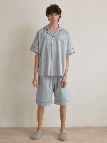 Men's Jeanne Washed Cotton Short Sleeve Pajamas - LUNALUZ STUDIO - Modalova