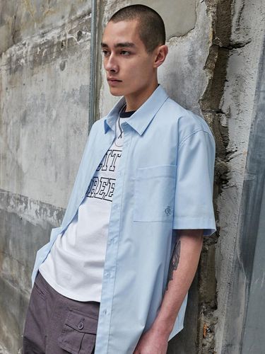 Wrinkle Free Short Sleeves Shirt - Sky Blue - CITYBREEZE - Modalova