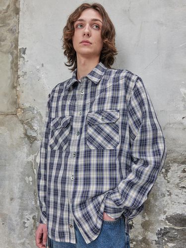 Western Plaid Shirt - Blue - CITYBREEZE - Modalova