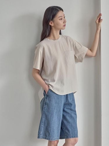 Wide Full Banding Denim Half Pants - EPIGRAM - Modalova