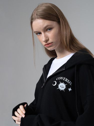 Smiling Small Sunny Zip Up Hoodie_Black - COVERIZE - Modalova