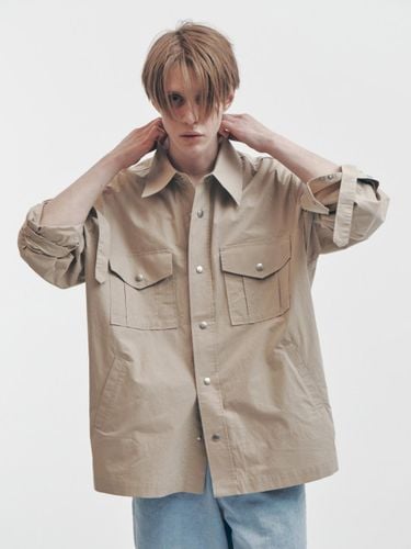 Oversized Roll Up Work Shirt_Beige - FAMILLE - Modalova