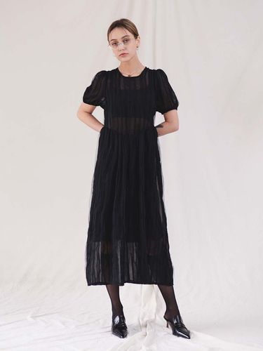 Sheer Midi Dress Black - PLUNASTUDIO - Modalova