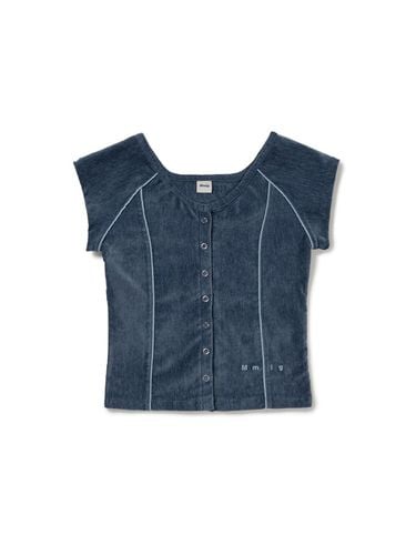 Velour Line Hf Shirt_Blue - Mmlg Women - Modalova