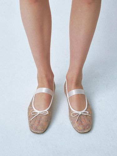 Flower Mesh Ballerina Flat_White - KHIHO - Modalova