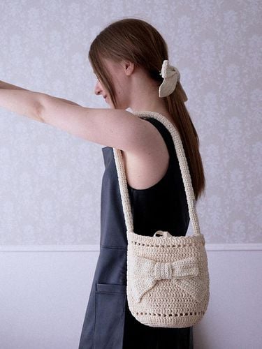 No.203 / Big Ribbon Crochet Bucket Bag - Slowslowly - Modalova