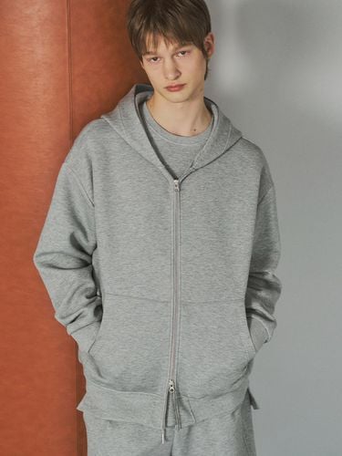 Essential Zip Up Hoodie_Melange Grey - HALBKREIS LAYOUT - Modalova