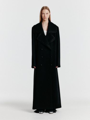 Yedian Lace Trim Big Collar Long Coat - EENK - Modalova