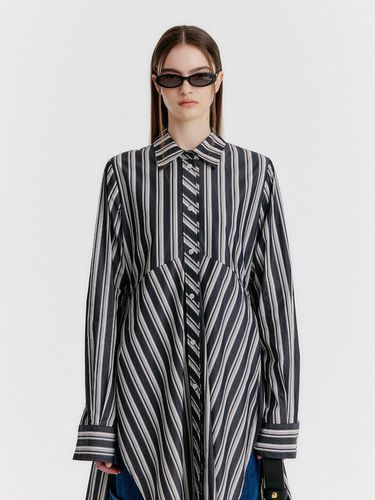 Yeva Stripe Long Shirt - Black - EENK - Modalova