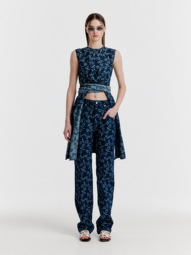 Yissy Jacquard Denim Pants - Navy - EENK - Modalova